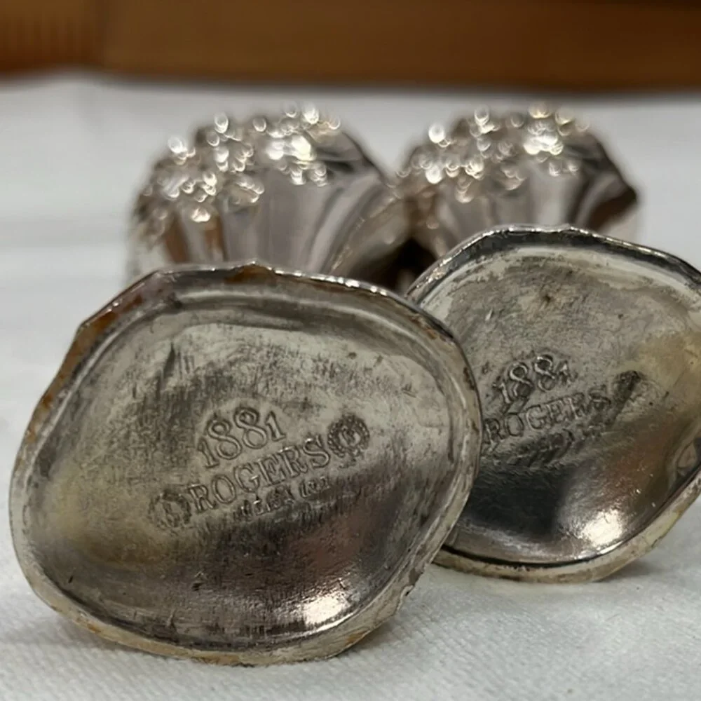 Rogers  1881  Oneida‎ Ornate  Silver Plate salt and pepper shakers Vintage 5.5”